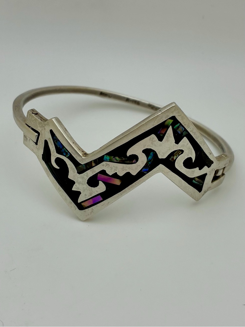 Vintage Silver Abalone Bangle